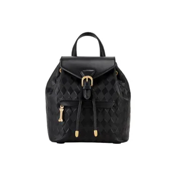 Hush Puppies Synthetic Leather Bonded Split Cow Leather Backpack Medium Size Women's Black