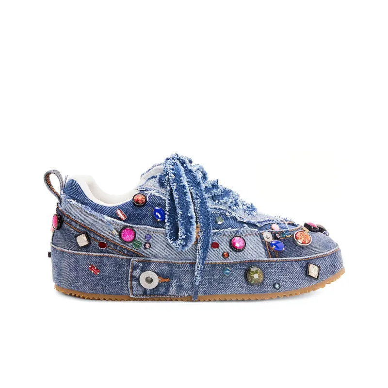 LOEWE Low Top Stylish Skateboarding Shoes Women's Blue-1