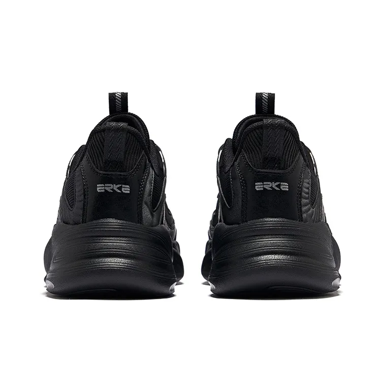 Erke Unchained Fall And Winter Edition Height Increasing Low Top Casual Shoes Men's Jet Black-4