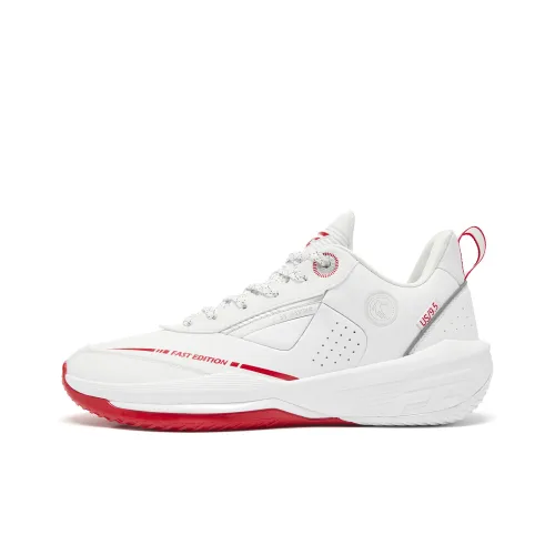 QIAODAN FETEAM Basketball Shoes Men Low-Top Jordan White/Aurora Red