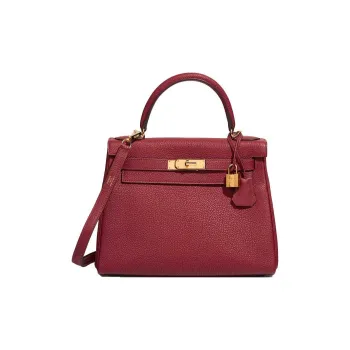 HERMES Kelly Togo Calfskin Kelly Bag Shoulder Bag Crossbody Bag Handbag Women's Garnet Red