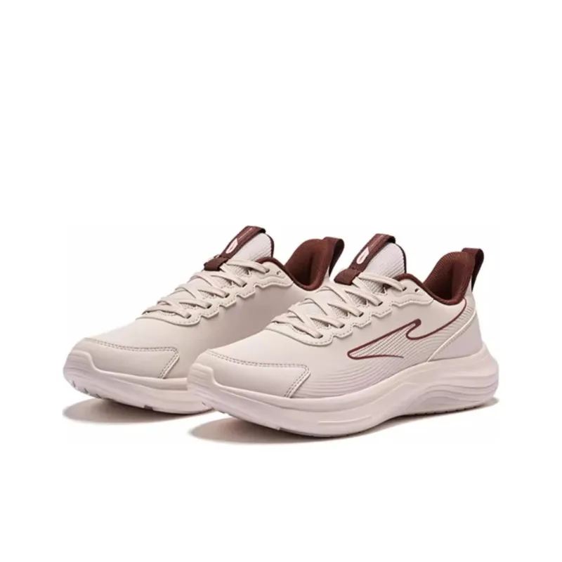Erke Anti-Slip Wear-Resistant Low-Top Casual Running Shoes Women's Beige Brown-2