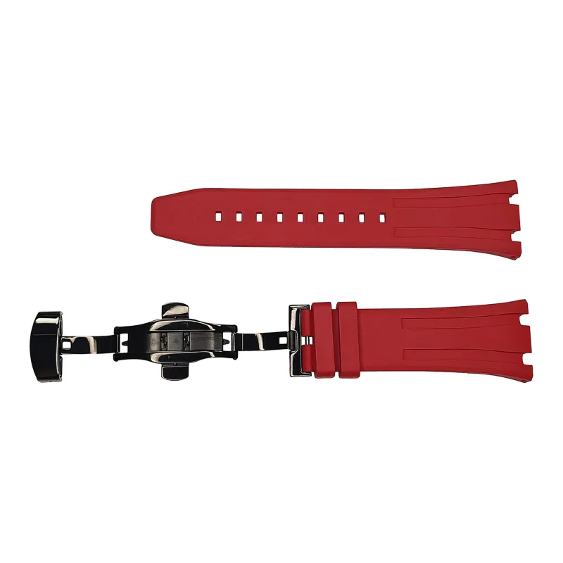 Vickit Black Buckle Collection Casio Compatibility Watch Band 17 Fluoroelastomer Material-1