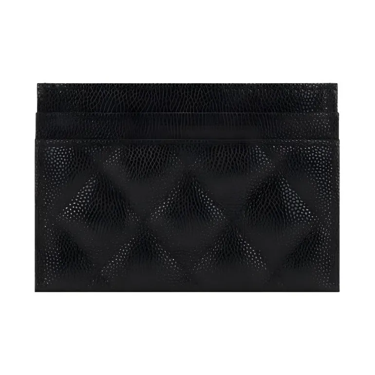 CHANEL Grain Embossed Caviar Calfskin Card Holder Card Holder Women's Black-2
