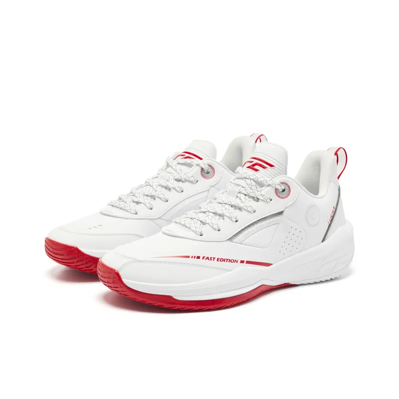 QIAODAN FETEAM Basketball Shoes Men Low Top Jordan White/Aurora Red-2