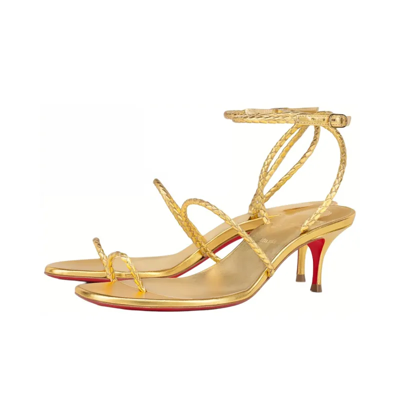 CL LUBOTING Hibaq Strap Sandals 5.5cm Women's Gold-2