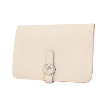 HERMES Dogon Togo Cow Leather Wallet Women's 10 Craie Milkshake White