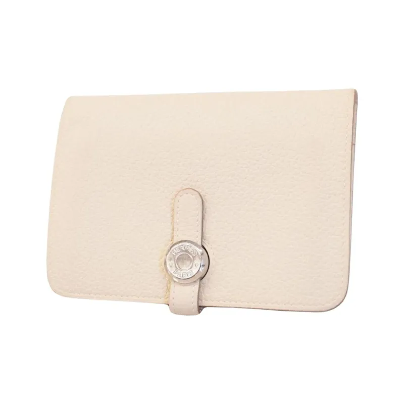 HERMES Dogon Togo Cow Leather Wallet Women's 10 Craie Milkshake White-0