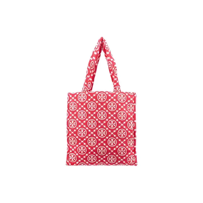 TORY BURCH T Monogram Cotton With Jacquard Tote Bag, Shopping Bag, Handbag, Shoulder Bag Women's Red-2