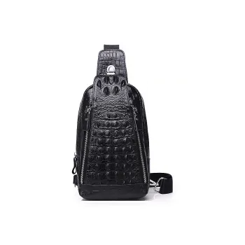 Yalu Top Grain Cow Leather Sling Bag Men's Black