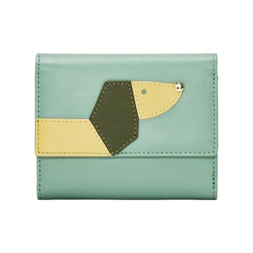 Hush Puppies Cow Split Leather Wallet Women's Light Green Multicolor
