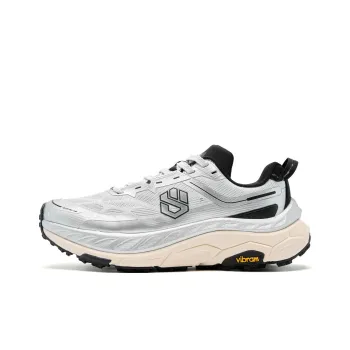 QIAODAN Mountain God 2.0 Running Shoes Men Low Top Gray Silver/Apricot