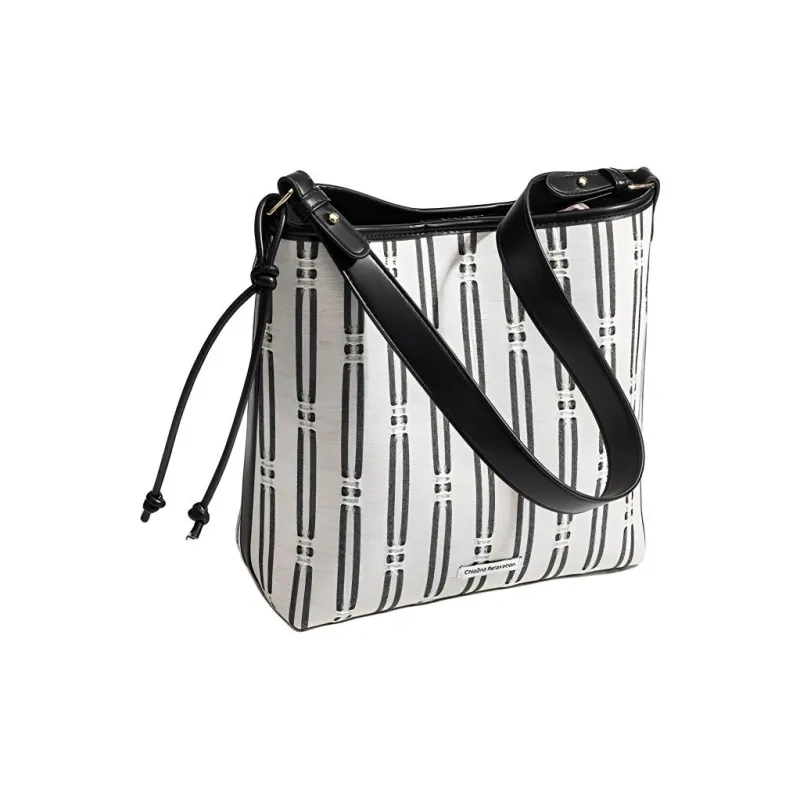 H YXIANG PU Tote Bag Shoulder Bag Regular Women's Black White-2