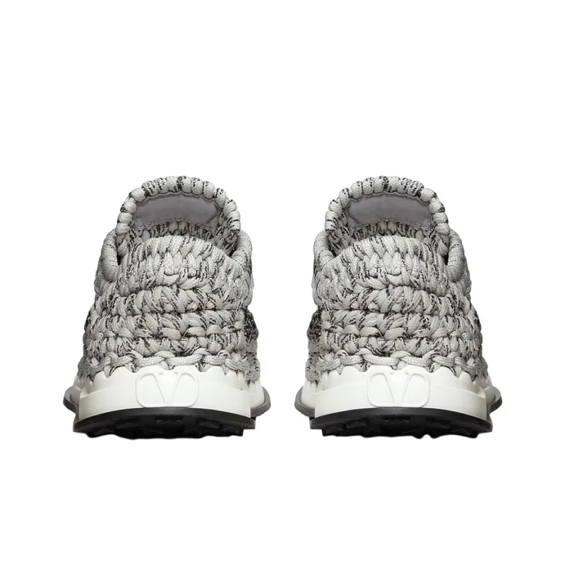 Valentino Crochet Low-Top Casual Shoes Women's Gray-4