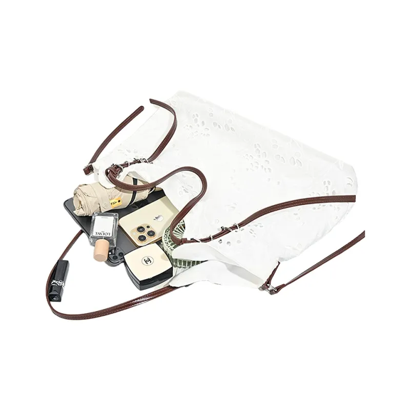 NATTY Lace Tote Bag Shoulder Bag Regular Women's White-2