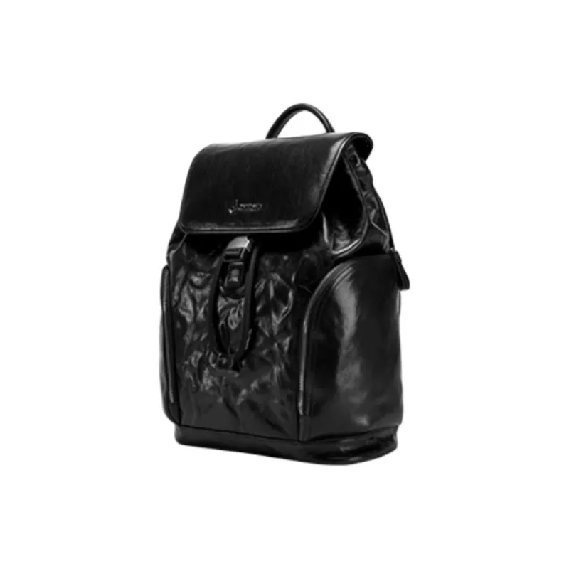 Hush Puppies Cow Leather With Fabric Backpack Tubas Men's Black-1