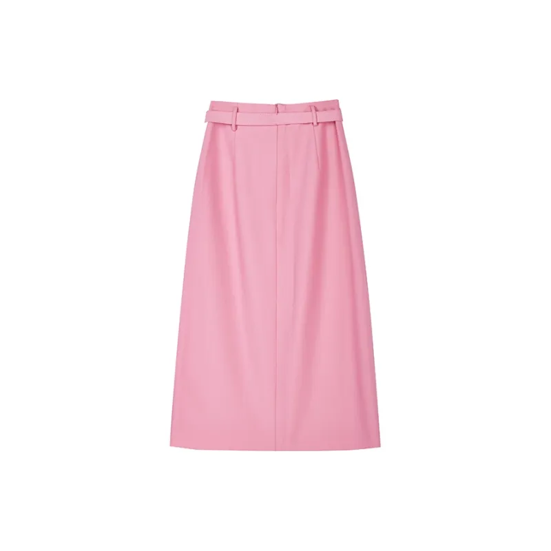Yu Qianwen Casual Long Skirts Women's Cherry Blossom Pink-1