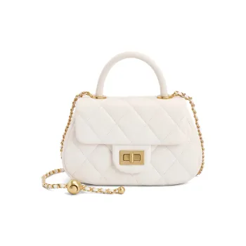 BELLE Artificial Leather Handbag, Crossbody Bag Women's White/Black