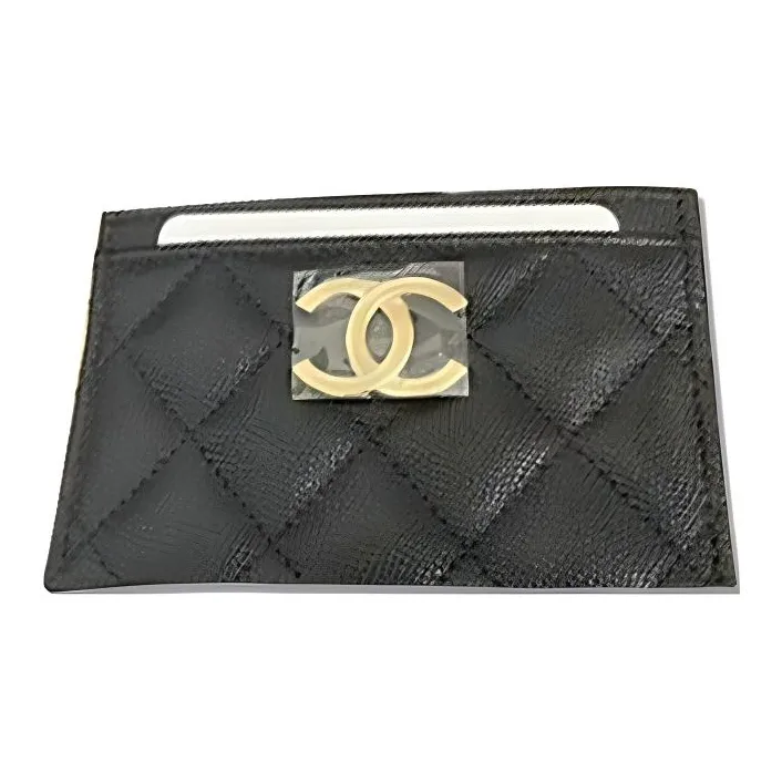 CHANEL Grain Embossed Caviar Calfskin Card Holder Card Holder Women's Black-1