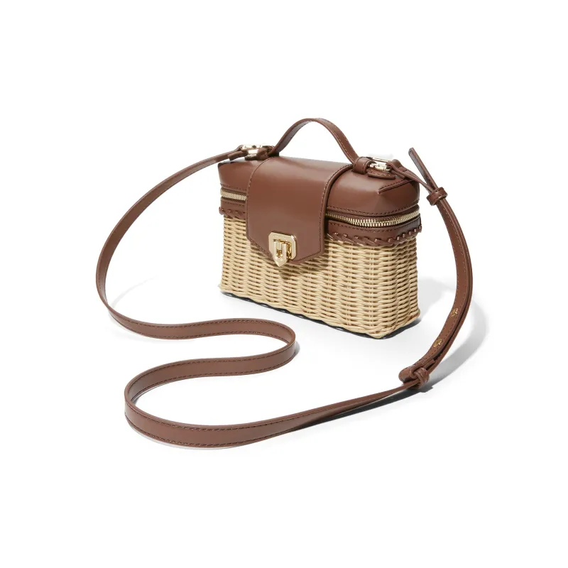 CHARLES&KEITH PU Small Square Bag Straw Bag Crossbody Bag Handbag Trumpets Women's Multi Composite Color-2