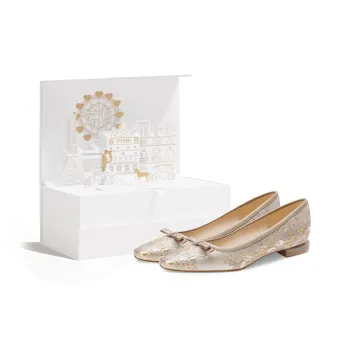 PJJUU Castle Box Casual Single Shoes 2CM Women's Champagne Gold