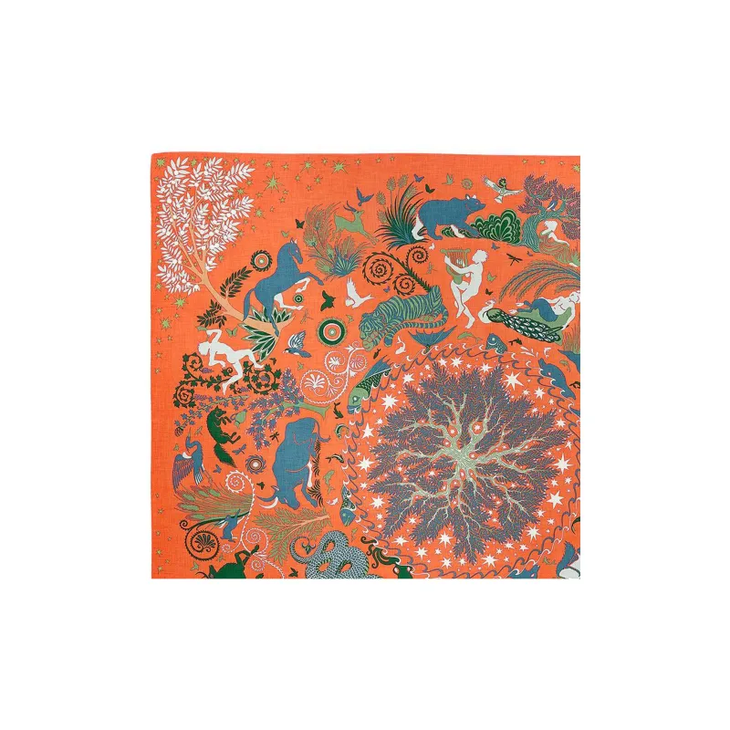 HERMES Cashmere Shawls Unisex Orange-2