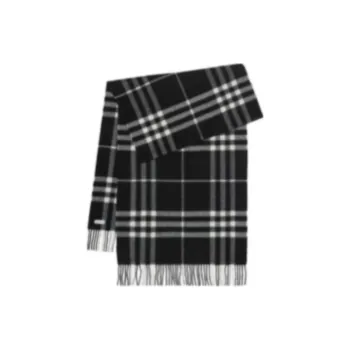 Burberry Check print Fringed Cashmere Scarf