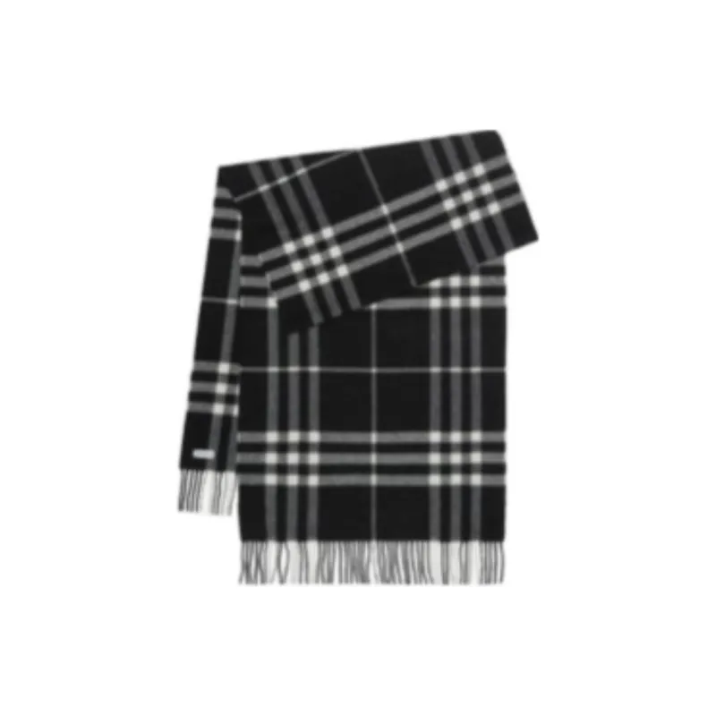 Burberry Check print Fringed Cashmere Scarf-0