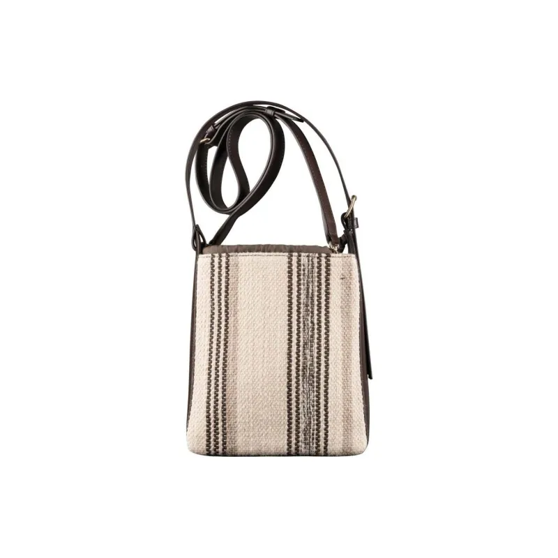 A.P.C Canvas With Leather Handbag Shoulder Bag Crossbody Bag Small Size Women's Deep Chestnut Brown-2