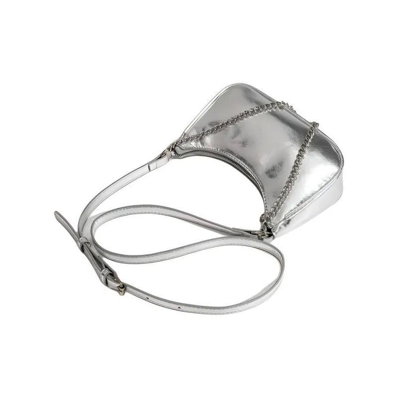 H YXIANG PU Portable Crossbody Bag Shoulder Bag Regular Women's Silver/Black-6