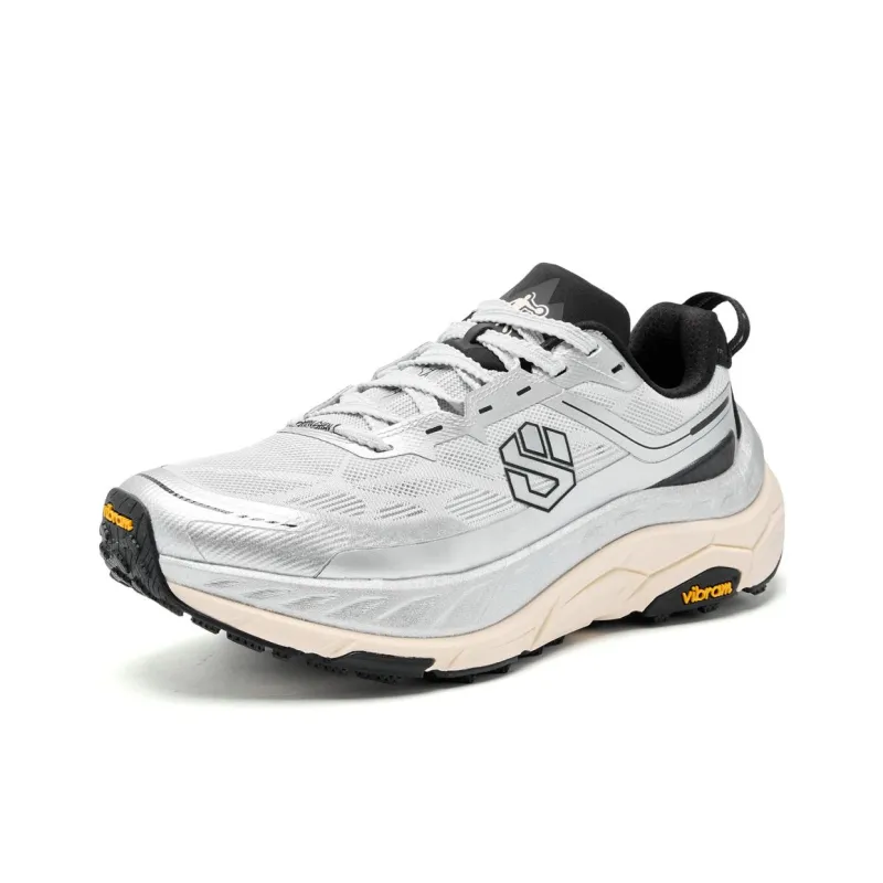 QIAODAN Mountain God 2.0 Running Shoes Men Low Top Gray Silver/Apricot-1