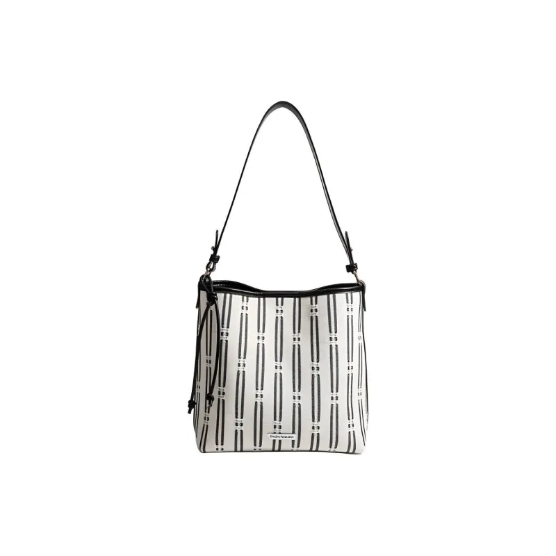 H YXIANG PU Tote Bag Shoulder Bag Regular Women's Black White-0