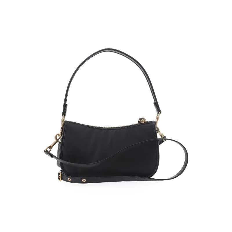 COACH Nylon Shoulder Bag Crossbody Bag Mahjong Bag Medium Size Women's Black-3
