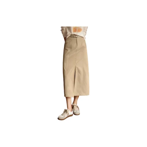 XWI Casual Long Skirts Women's Light Khaki