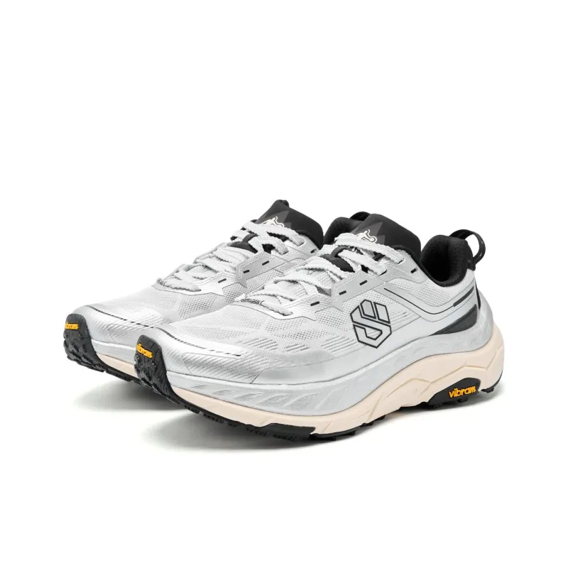 QIAODAN Mountain God 2.0 Running Shoes Men Low Top Gray Silver/Apricot-2