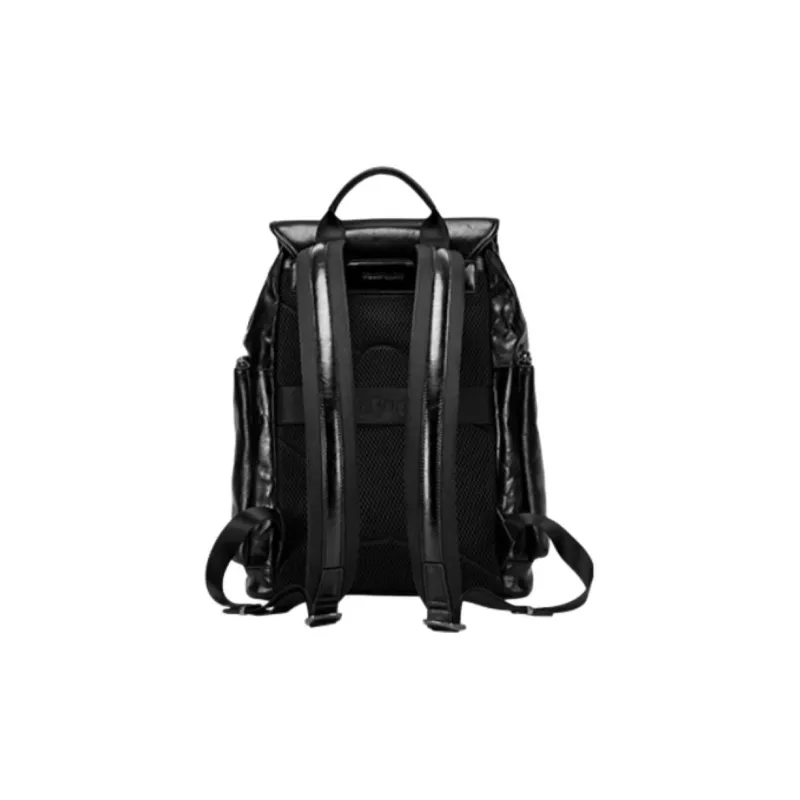 Hush Puppies Cow Leather With Fabric Backpack Tubas Men's Black-3