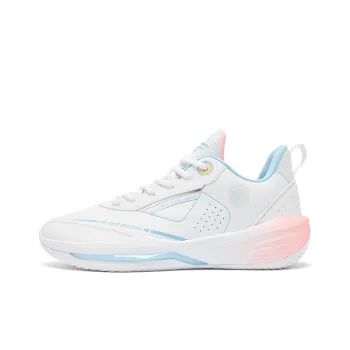 QIAODAN FETEAM Basketball Shoes Men Low Top Jordan White/Waterdrop Blue