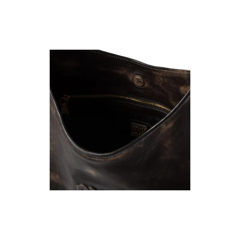 MIU MIU Nappa Leather Handbag, Shoulder Bag Women's Coffee-4