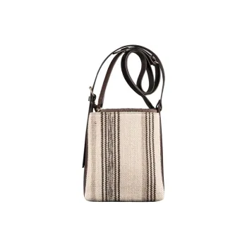 A.P.C Canvas With Leather Handbag Shoulder Bag Crossbody Bag Small Size Women's Deep Chestnut Brown