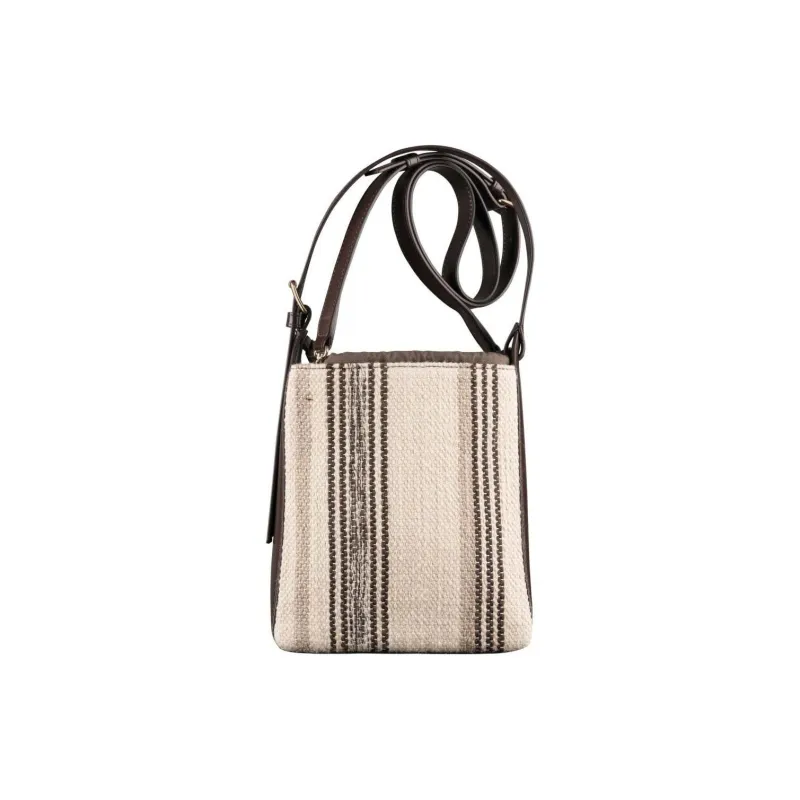 A.P.C Canvas With Leather Handbag Shoulder Bag Crossbody Bag Small Size Women's Deep Chestnut Brown-0
