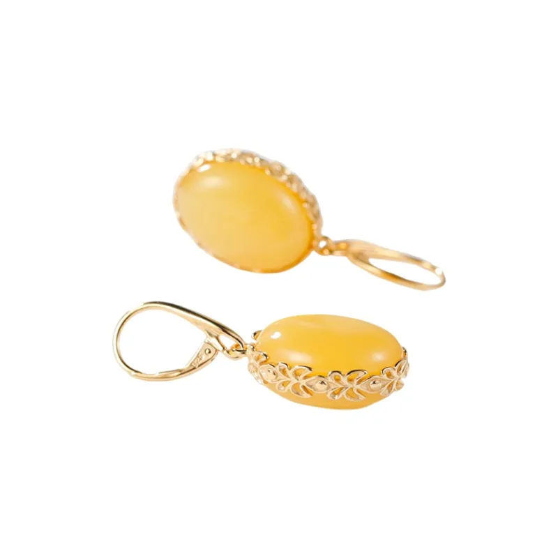 S&A Amber S925 Silver Fine Jade Earrings Women's-0
