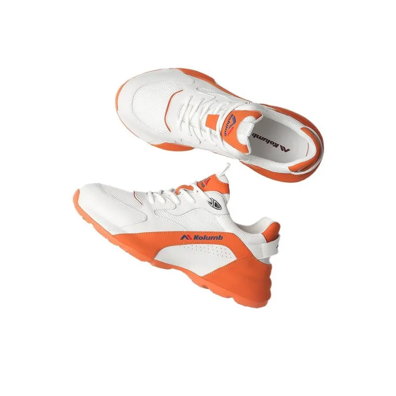KOLUMB Slip Resistant And Breathable Low Top Casual Shoes Men's White Orange-2