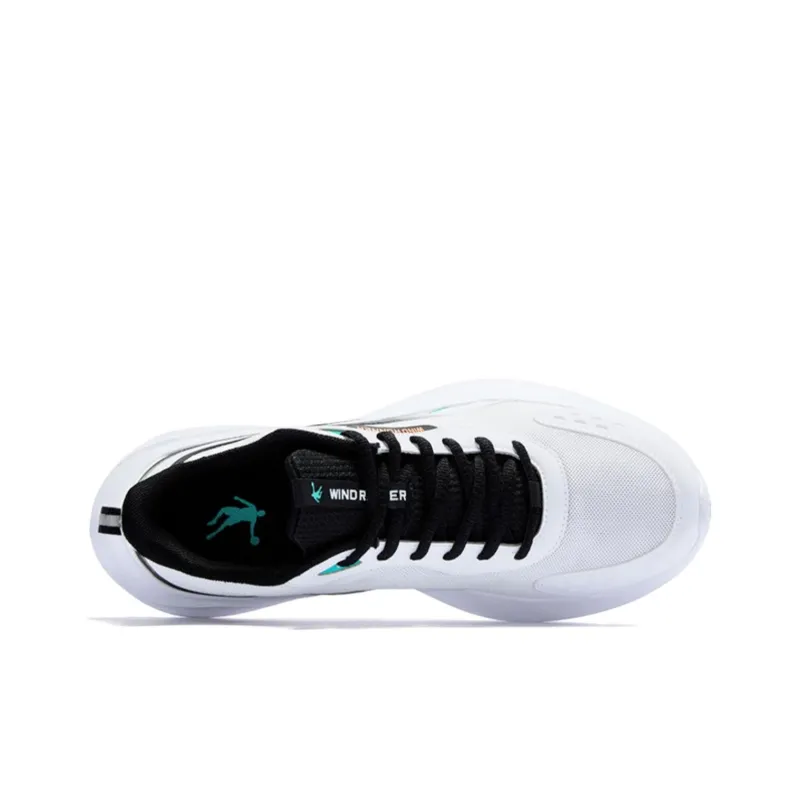 QIAODAN Anti Slip Wear Resistant Breathable Lightweight Low Top Sprint Running Shoes Men's White Black-3
