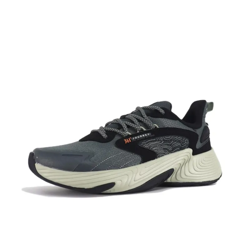 361° Anti-Slip Wear-Resistant Low-Top Running Shoes Men's Black Gray-2