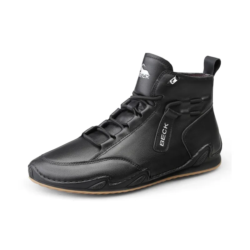 BECK Men's Casual Shoes Men High Top White, Black-1