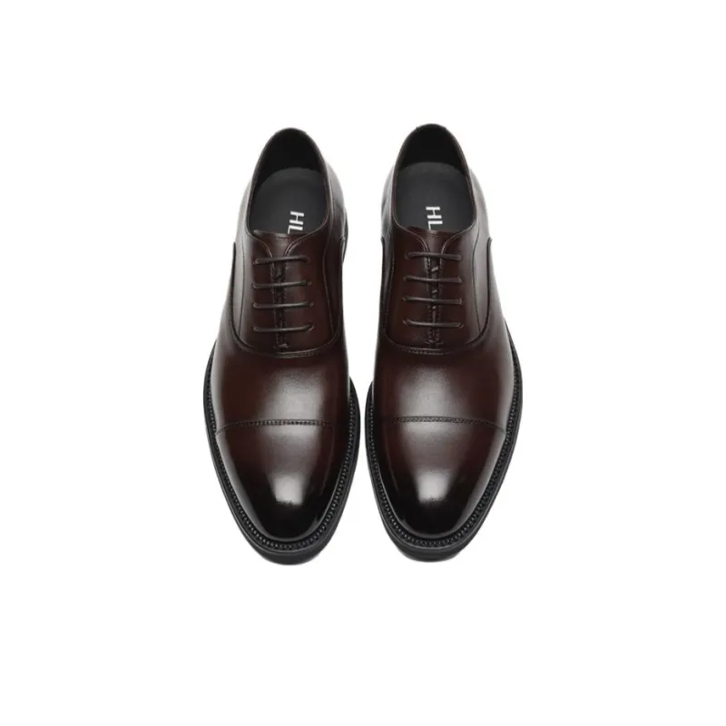 HLA Dress Shoes Men Low Top Black/Brown-3