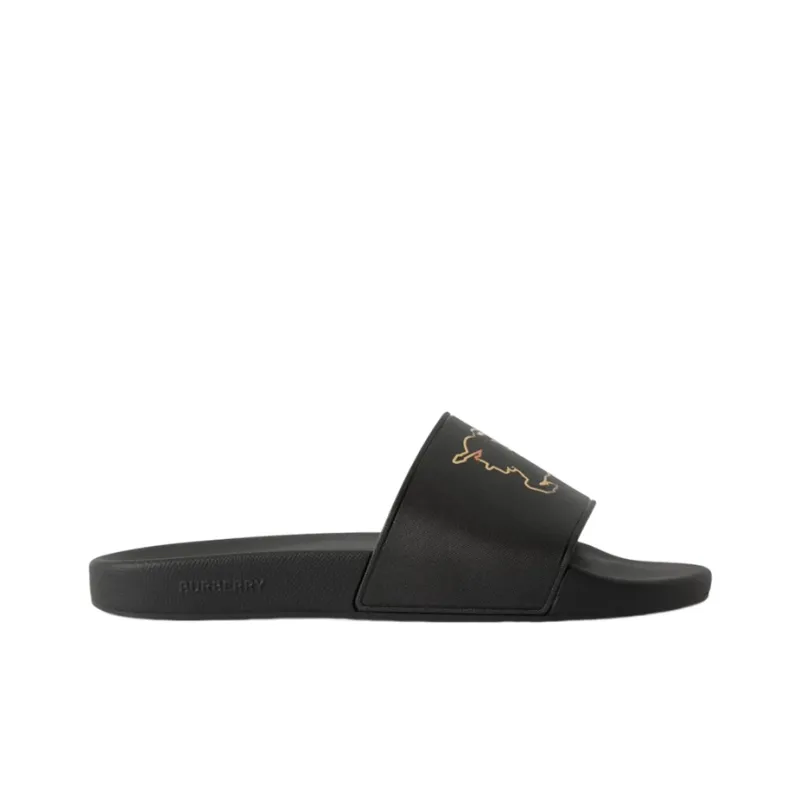 Burberry Check Ekd Motif Slide Black-1