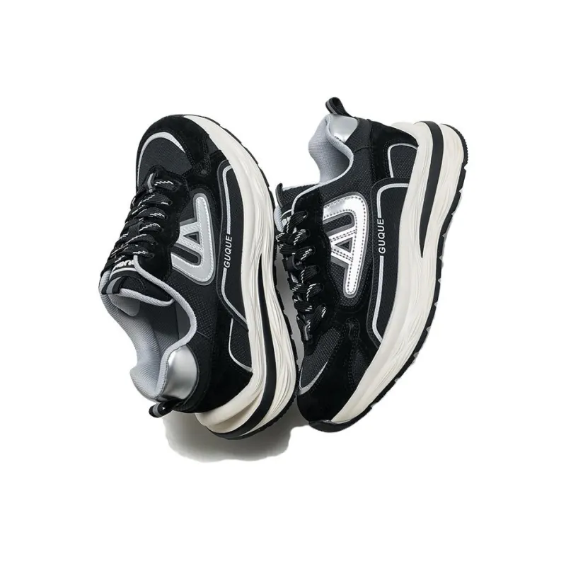 Ancient Finches Cushioning Support Low Top Chunky Sneakers Unisex Black Gray-4