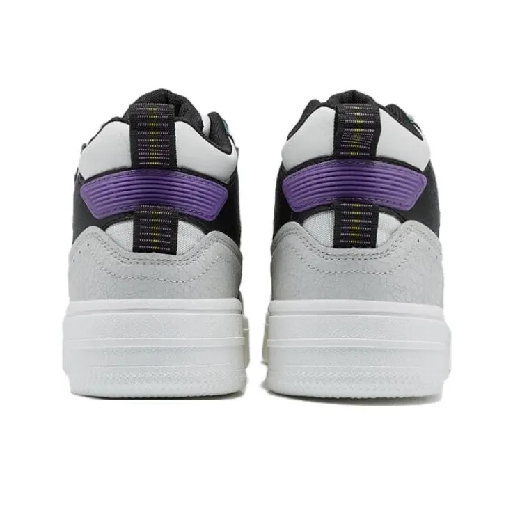 XTEP Anti Slip Wear Resistant Mid Top Skateboard Shoes Men's White Light Heather Gray Black-4