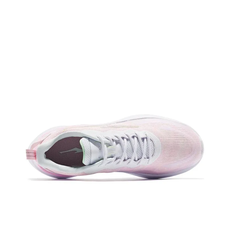 Erke Cushioning Anti Slip And Wear Resistant Low Top Running Shoes Women's White Pink-2